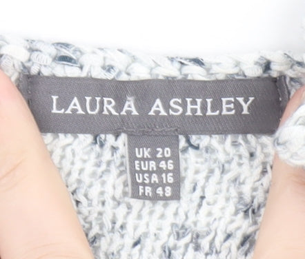 Laura Ashley Women Grey Knit Pullover Jumper UK 20 Relaxed Fit