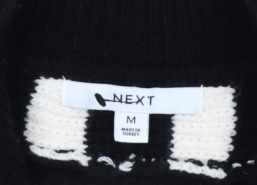 Next Women’s Black & White Striped Full Zip Jumper Size M