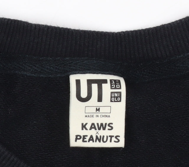 Uniqlo KAWS x Peanuts Mens Black M Pullover Sweatshirt Snoopy Graphic