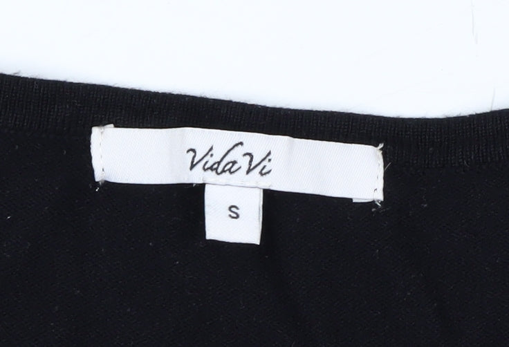 Vida Vi Women's Black Beaded Pullover Jumper Size S Party Knit