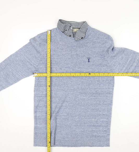 Next Men's Blue Cotton Blend Crew Neck Jumper M