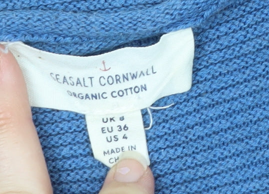 Seasalt Cornwall Women’s Blue Organic Cotton Pullover Jumper UK 8