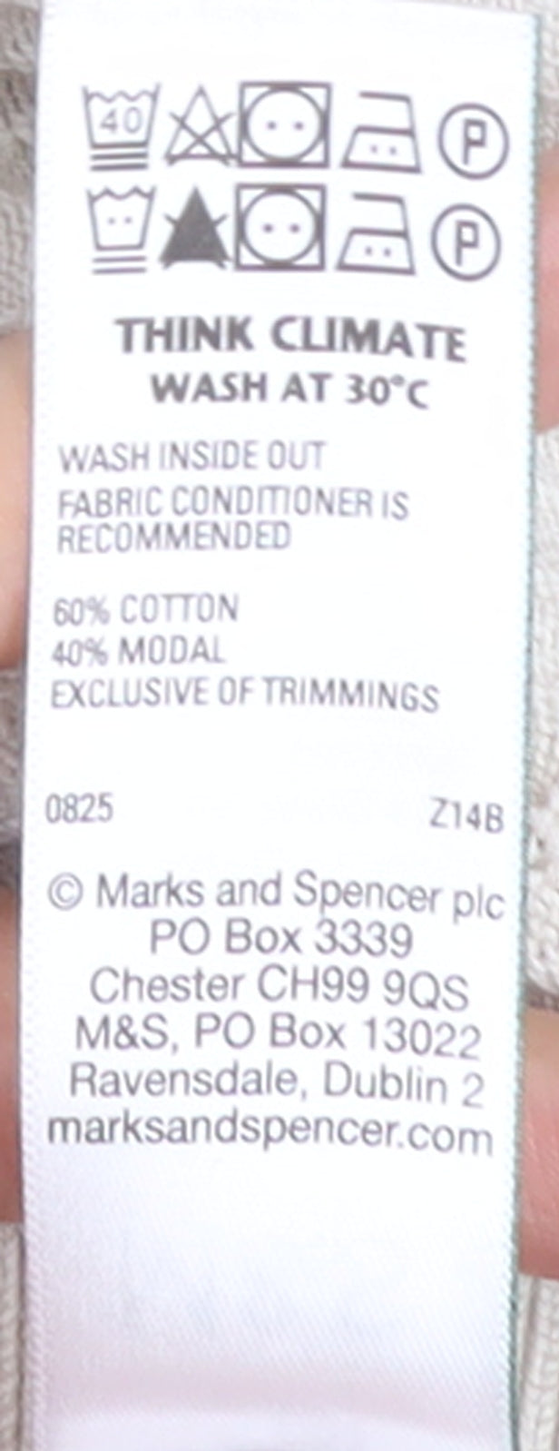 Marks and Spencer Mens Ivory Long Sleeve Textured Polo Shirt L