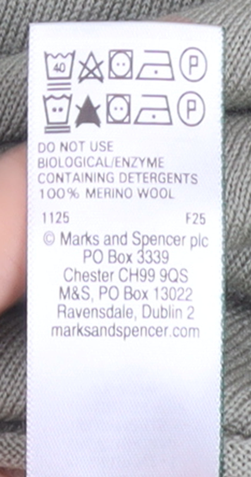Marks and Spencer Autograph Men's Green Merino Wool Long Sleeve Polo Large