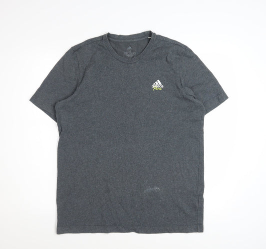 Adidas Men's Grey AEROREADY Graphic Print Cotton T-Shirt Size M