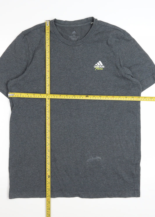 Adidas Men's Grey AEROREADY Graphic Print Cotton T-Shirt Size M