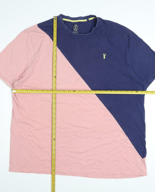 Next Men’s Multicoloured 3XL Colourblock Cotton Crew Neck T-Shirt