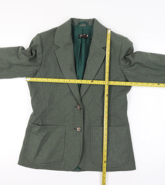Glenscot Women Vintage Green Pure Wool Two-Button Blazer UK 16