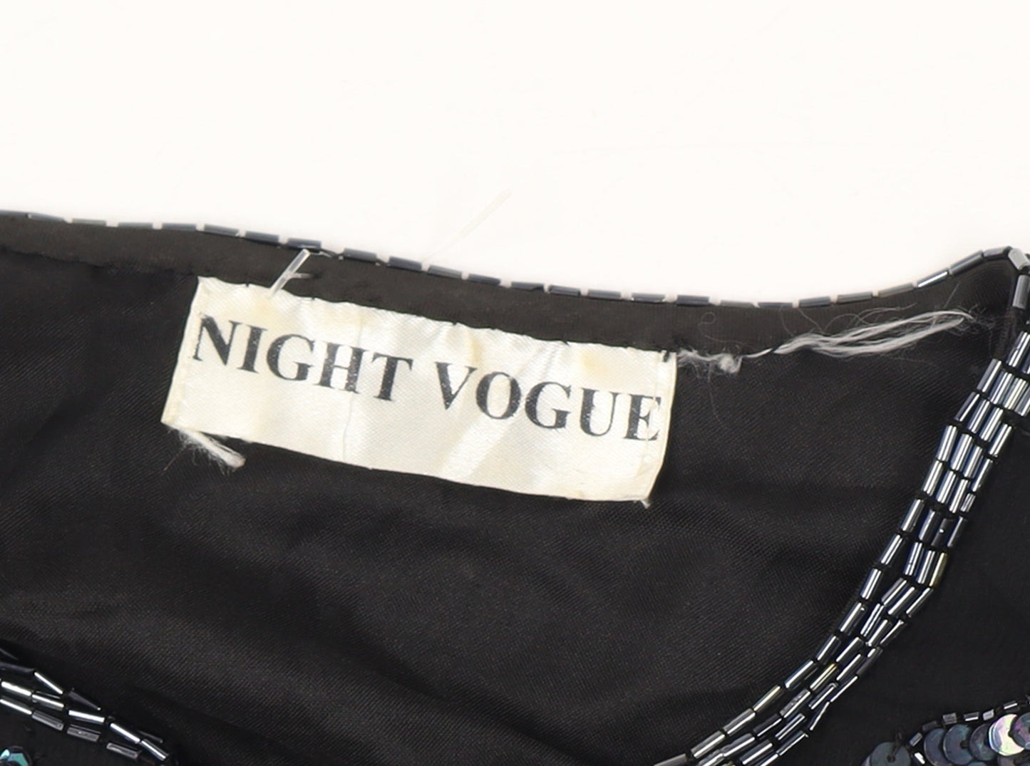 Night Vogue Women's Black Beaded Sequin Tunic Blouse Size M