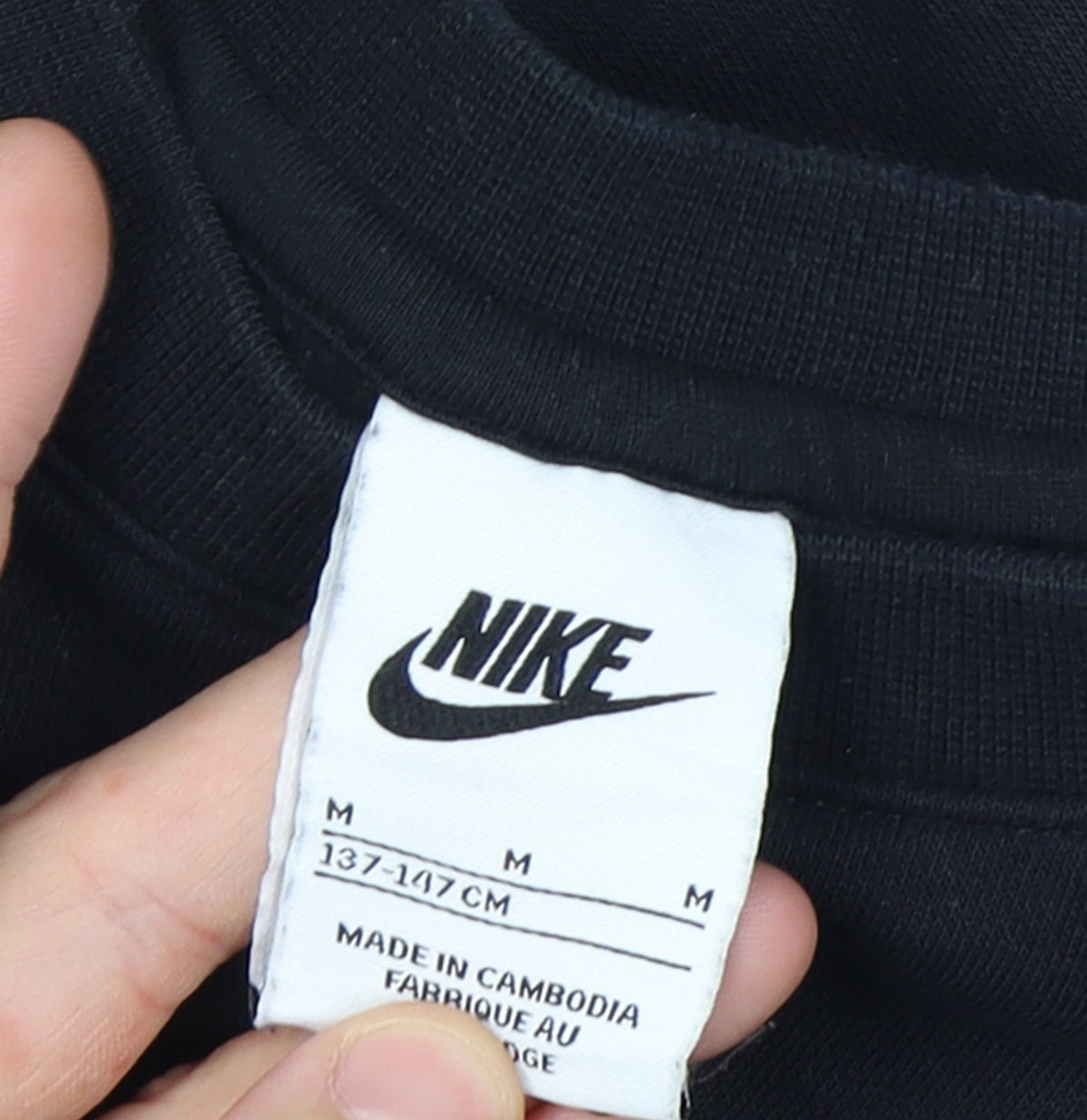 Additional view of Nike boys’ black medium crew neck pullover sweatshirt with logo print