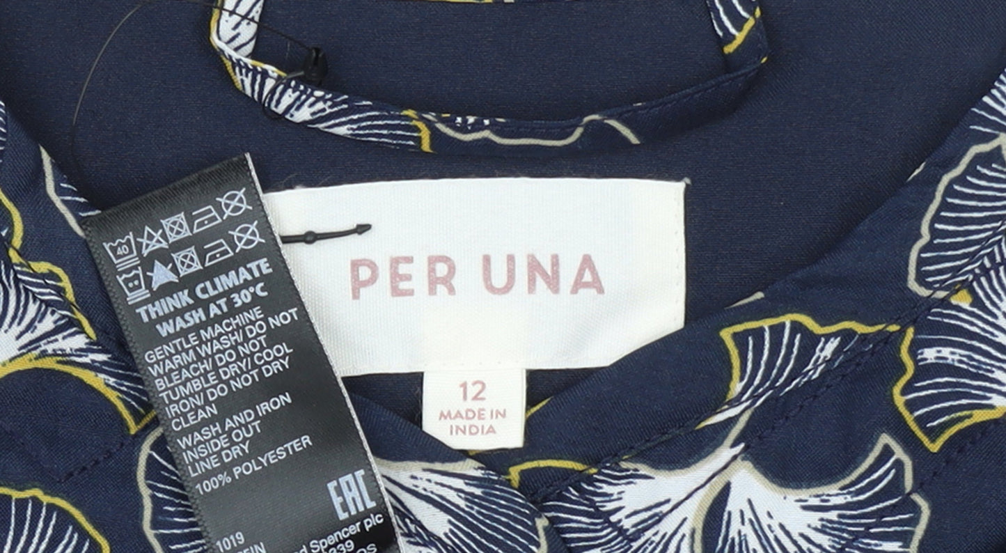Marks and Spencer Per Una Women's Blue Floral Jacket Size 12
