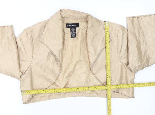 Cachet Womens Beige Cropped Suit Jacket Size 14 Formal Lined
