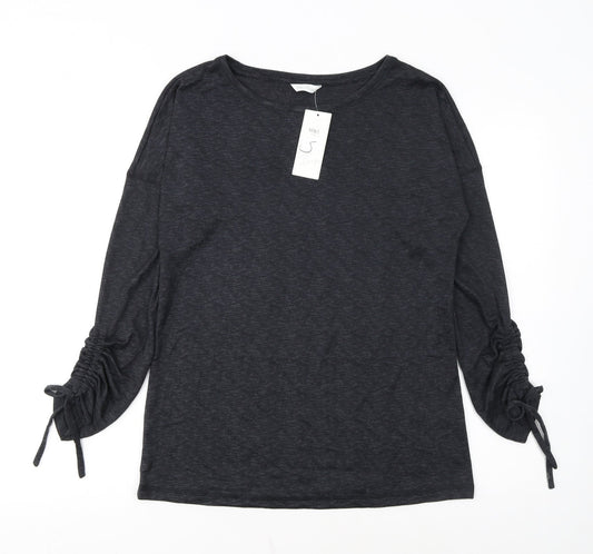 Marks & Spencer Women Grey Long Sleeve Jersey Pyjama Top Size 10
