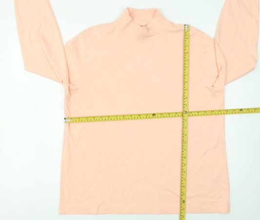 Lands' End Women's Pink Cotton Roll Neck Long Sleeve Top XL