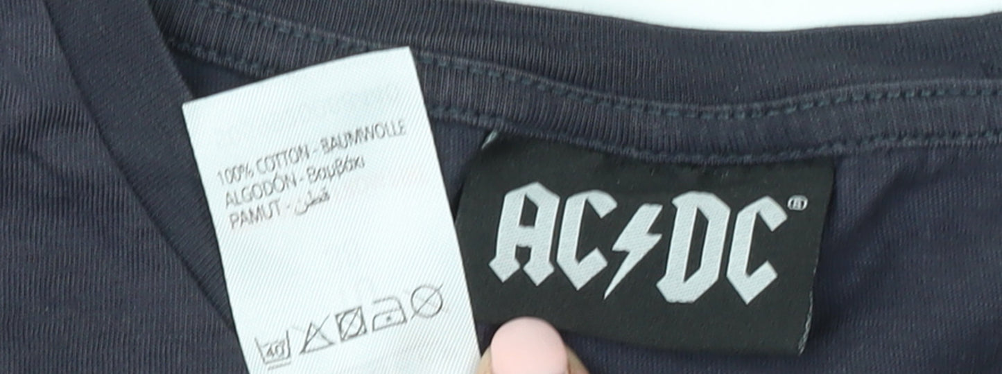 Peacocks Women's Black AC/DC Rock Band Cotton T-Shirt Size 10