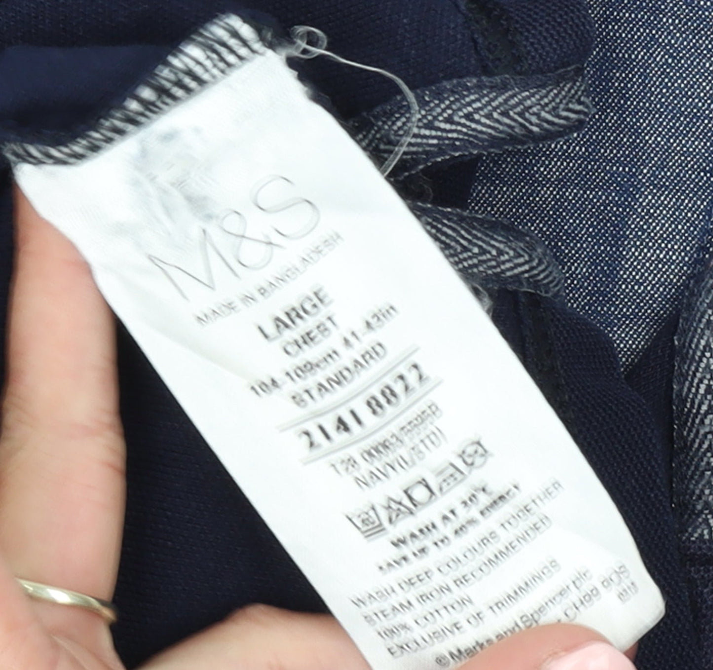 Marks and Spencer Men's Blue Cotton Polo Shirt Size L Regular Fit