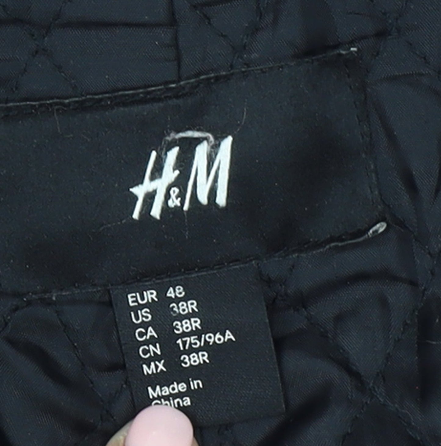 H&M Men's Black Wool Blend Pea Coat Jacket 38R Regular Fit