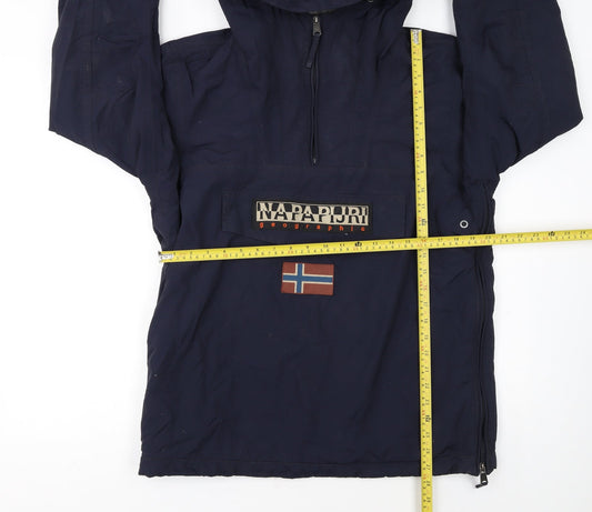 Napapijri Mens Blue Hooded Anorak Windproof Jacket Size M