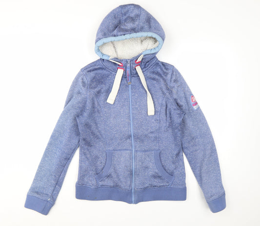 Superdry Women Blue Full Zip Hoodie Lined L Size Casual Sweatshirt