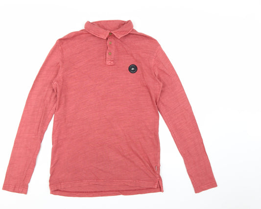 Quiksilver Men's Red Long Sleeve Cotton Polo Shirt Size S