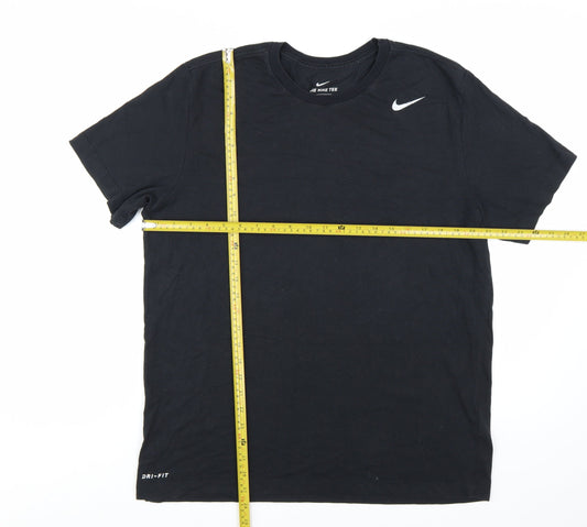 Nike Men's Black Dri-FIT Crew Neck Short Sleeve T-Shirt L Regular Fit