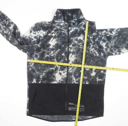 Redefined Rebel Men’s Black Tie Dye Fleece Zip Jacket L