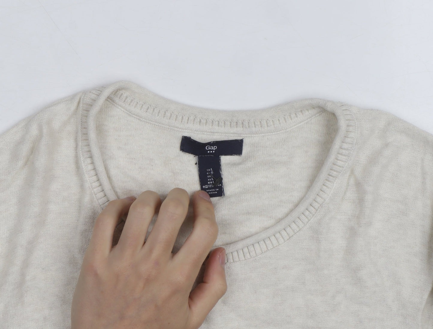 GAP Mens Beige Cotton Wool Crew Neck Pullover Jumper Size L