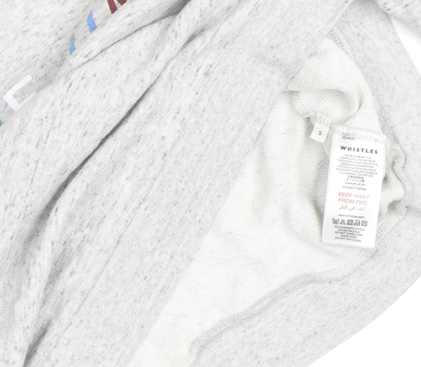 Whistles Unisex Grey S Pullover Sweatshirt with Logo Print