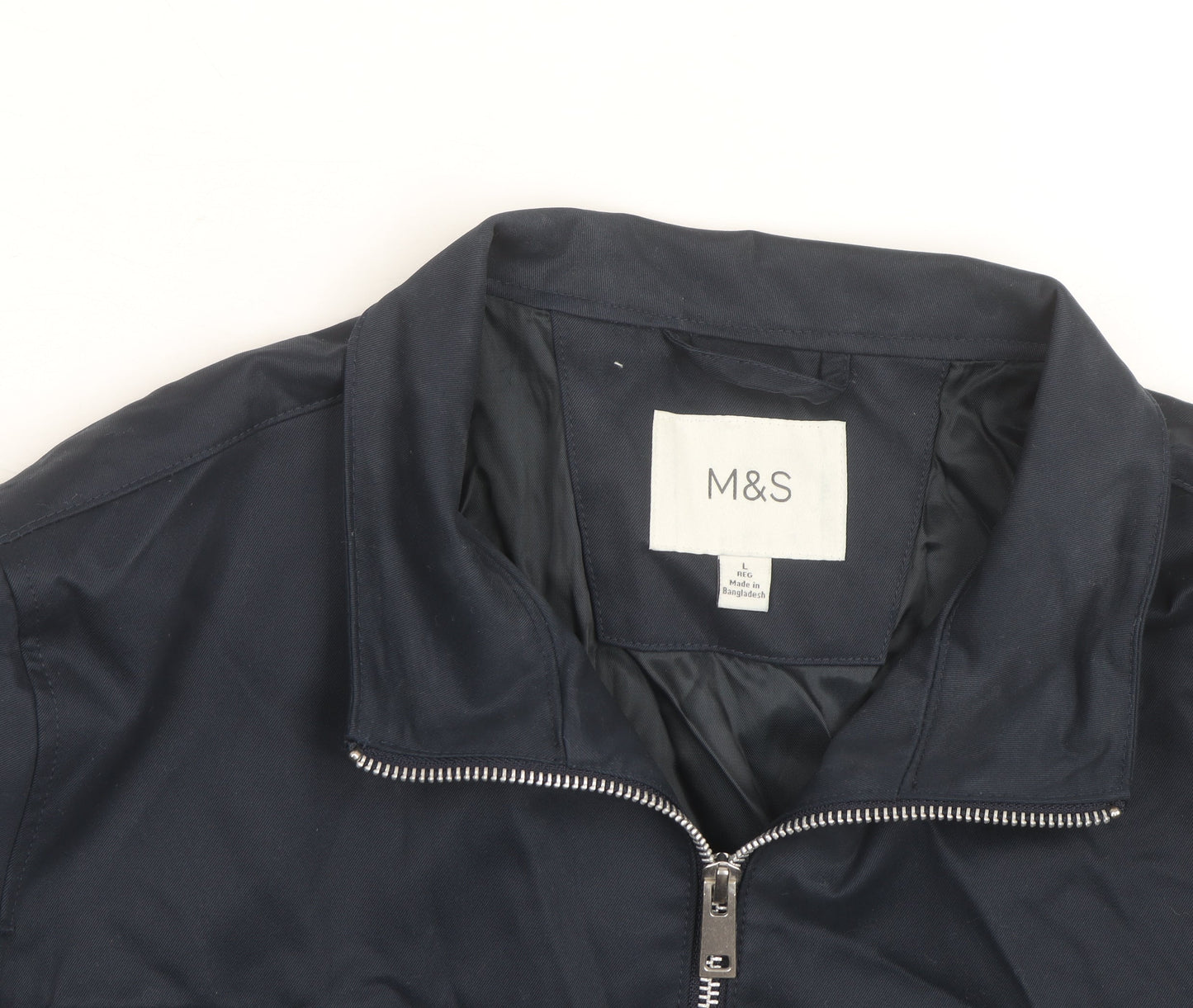 Marks and Spencer Men's Blue Full Zip Bomber Jacket L Regular