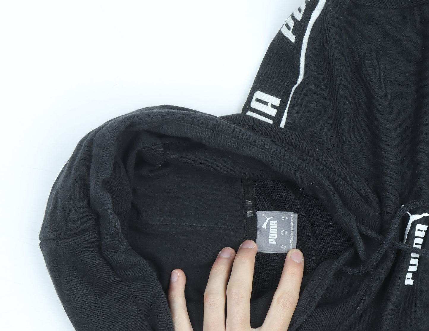 Puma Men's Black Medium Pullover Hoodie with Logo Sports Style