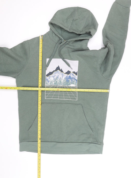 Mountain Warehouse Men's Green Hoodie M Pullover Graphic Print Cotton Blend