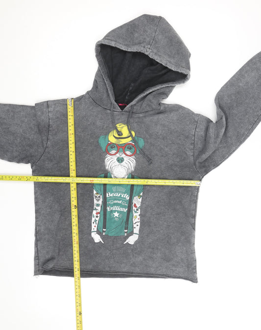 So Fabulous Women's Grey Pullover Hoodie with Dog Graphic Size L