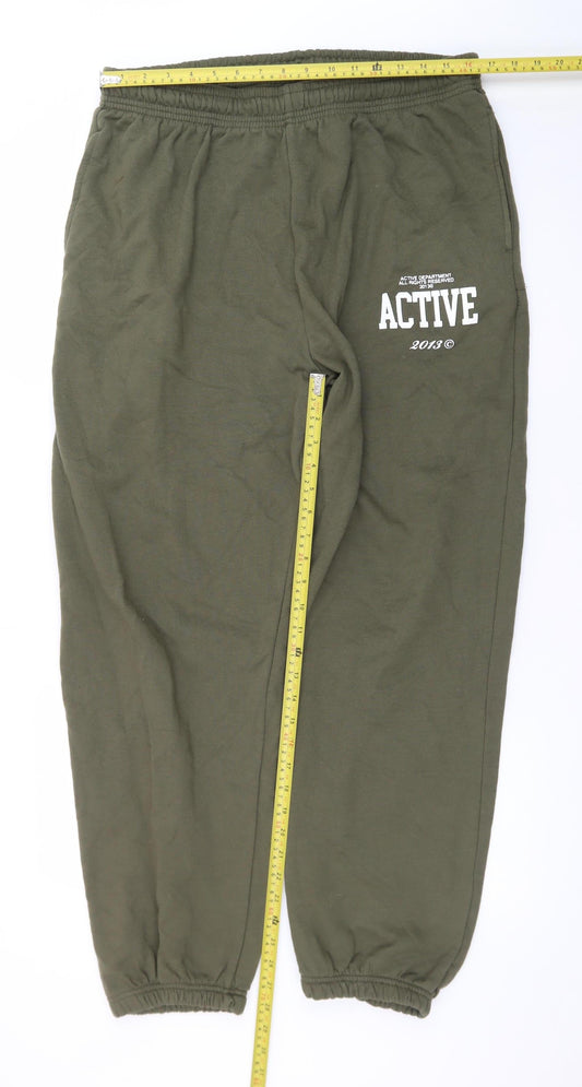 boohooMAN Men's Green Jogger Sweatpants L Regular Fit Casual