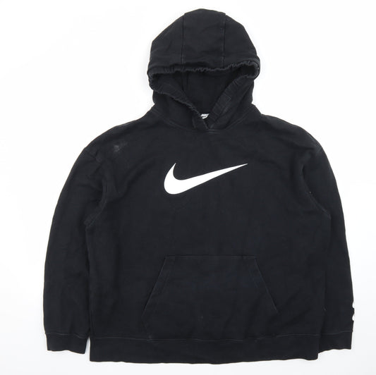 Nike Men's Black XL Pullover Hoodie with Logo Front Fleece