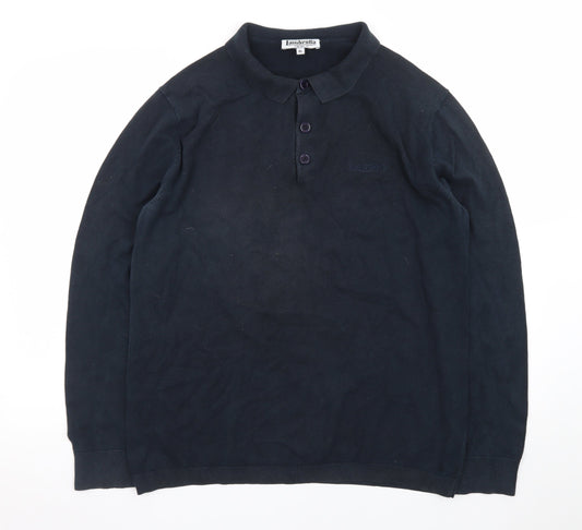 Lambretta Men's Black Long Sleeve Cotton Polo Shirt XL