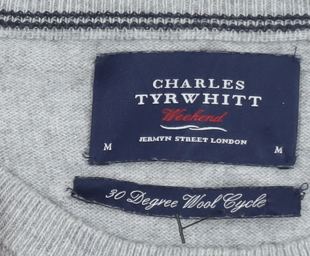 Charles Tyrwhitt Men's Grey Wool Crew Neck Jumper M