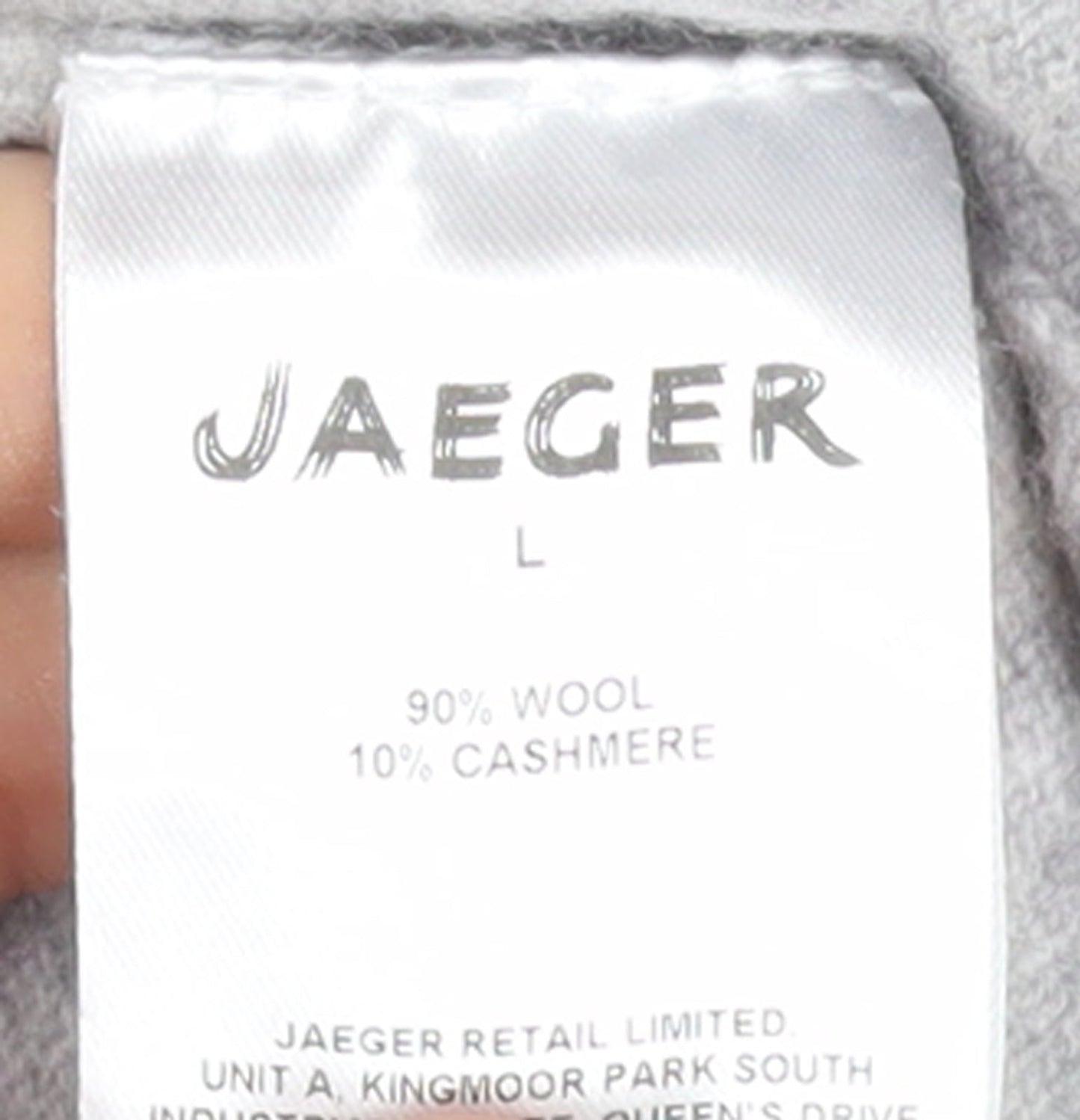 Jaeger Women Grey Wool Cashmere Long Cardigan L Open Front Pockets