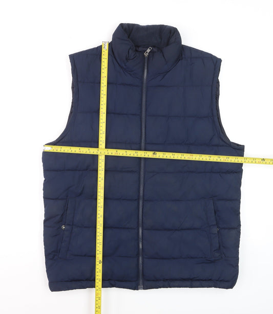 Gap Men's Blue Puffer Waistcoat Gilet M Full Zip Quilted Vest