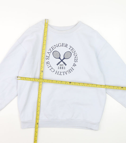 Slazenger Womens White Crew Neck Pullover Sweatshirt UK 12