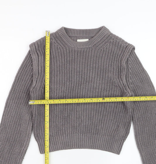Abercrombie & Fitch Women's Grey Chunky Knit Crew Neck Jumper Size S