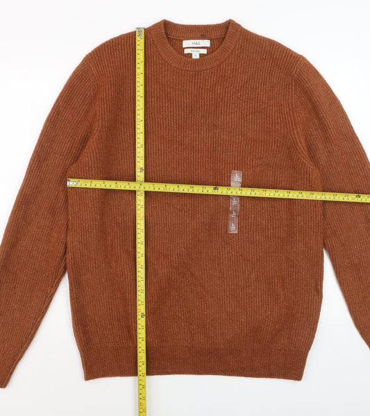 Marks and Spencer Men’s Brown Ribbed Crew Neck Pullover Jumper L
