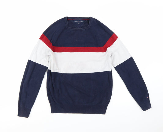 Tommy Hilfiger Men's Multicoloured Striped Cotton Pullover Jumper XS