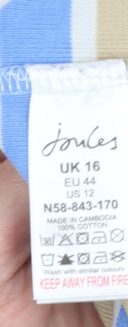 Joules Womens Multicoloured Striped Cotton Long Sleeve T-Shirt UK 16