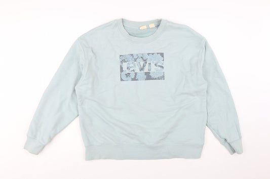 Levi's Women's Blue XL Pullover Sweatshirt with Floral Logo