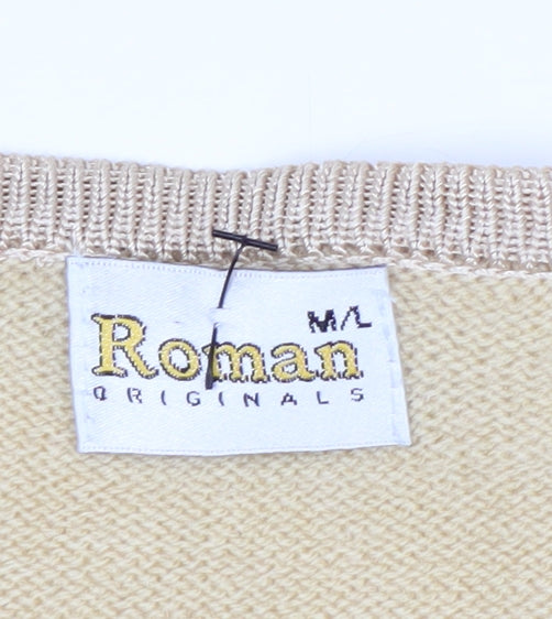 Additional view of Roman Originals Women Beige Knit Long Sleeve V-Neck Cardigan M/L