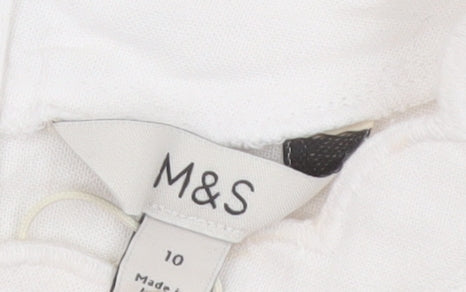 Marks and Spencer Women's White Linen Blend Sleeveless Shift Dress Size 10