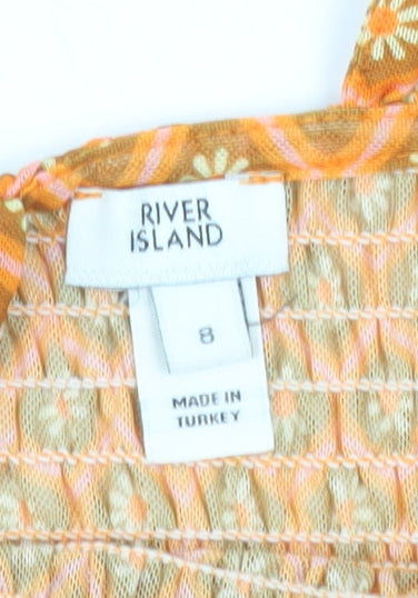 River Island Womens Orange Geometric Camisole Tank Top Size 8