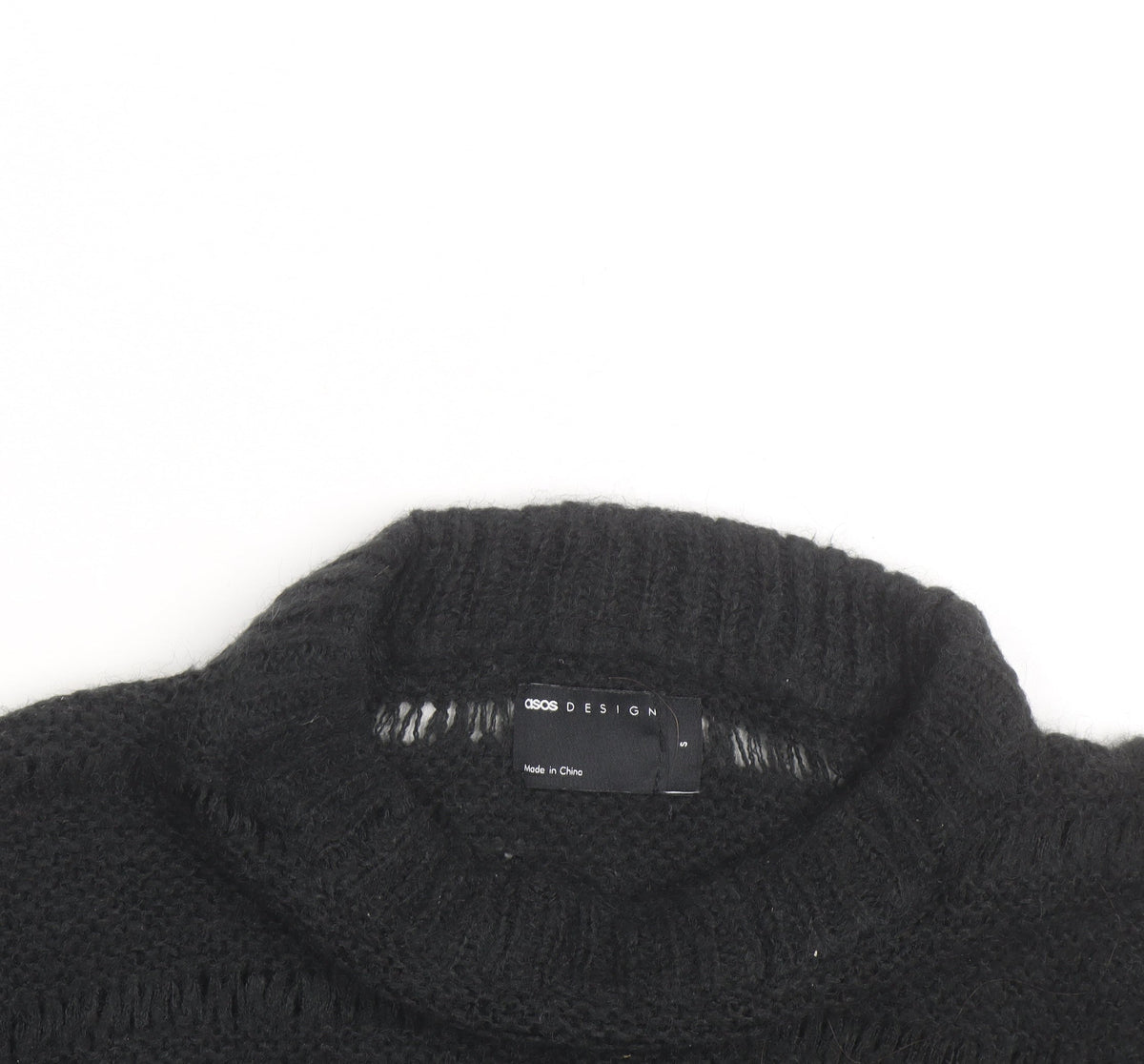 Additional view of ASOS DESIGN men’s black chunky knit crew neck jumper, size M