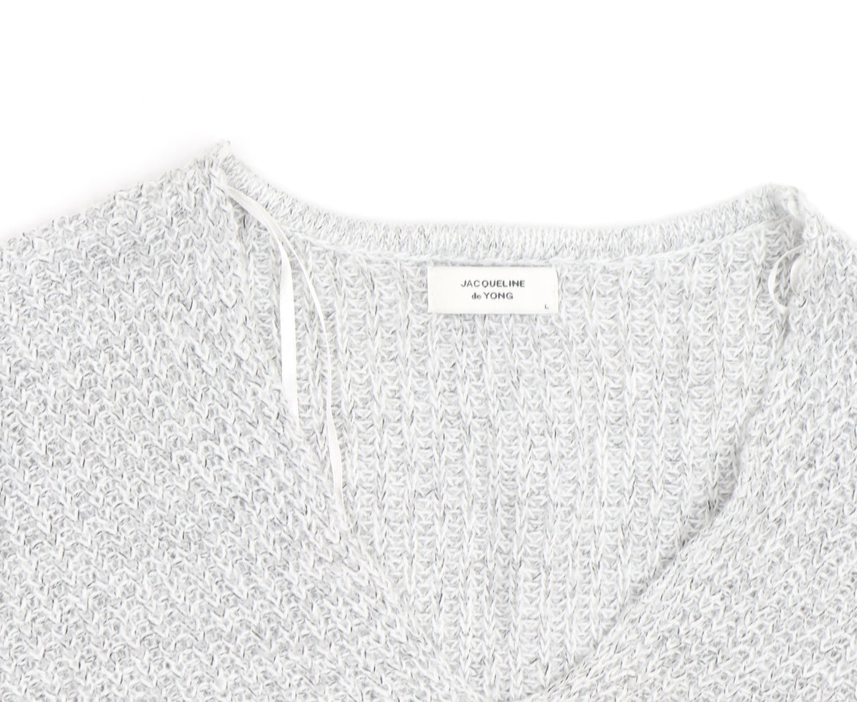 Additional view of Jacqueline de Yong Women’s Grey V-Neck Chunky Knit Jumper L