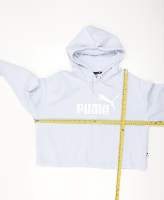 Puma Women's Light Blue Pullover Hoodie Medium Cotton Blend